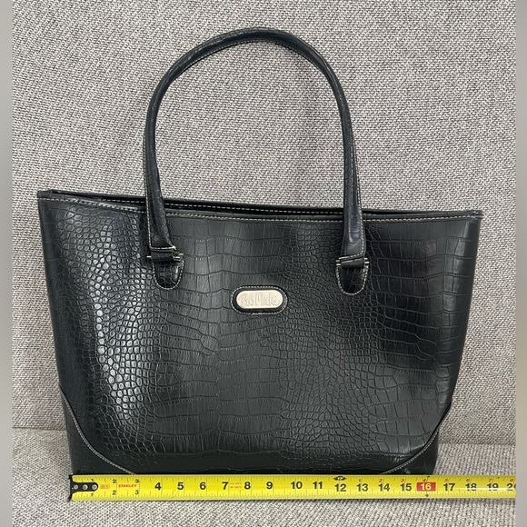 Bob Mackie Black Large Crocodile Embossed Design Shoulder Bag - Picture 5 of 16